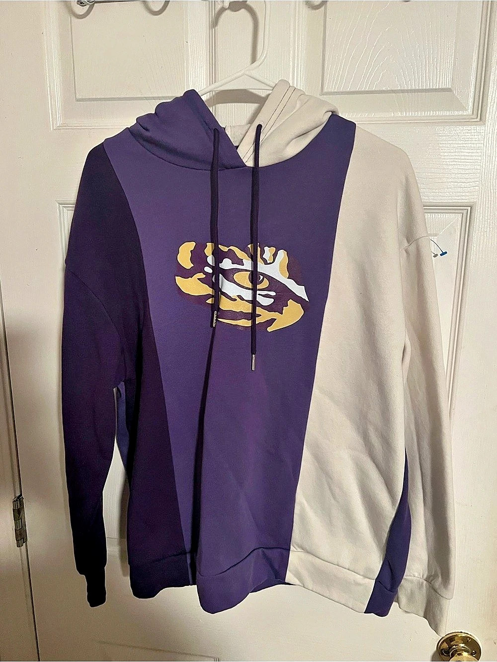 Galley Couture Color Block Hoodie in Purple & White Size Medium